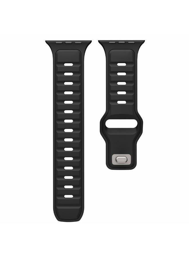 Silicone Strap for Apple Watch Ultra 3 2 1 49mm / Series 11 10 46mm / 9 8 7 45mm / SE3 SE2 SE 6 5 4 44mm / 3 2 1 42mm Dual Color Sport Wrist Band - (black) - Image 3